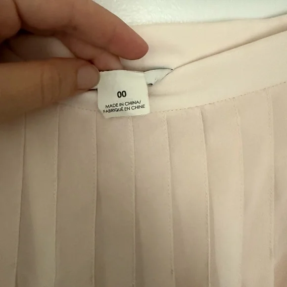Club Monaco Cream and Blue Pleated Midi Skirt